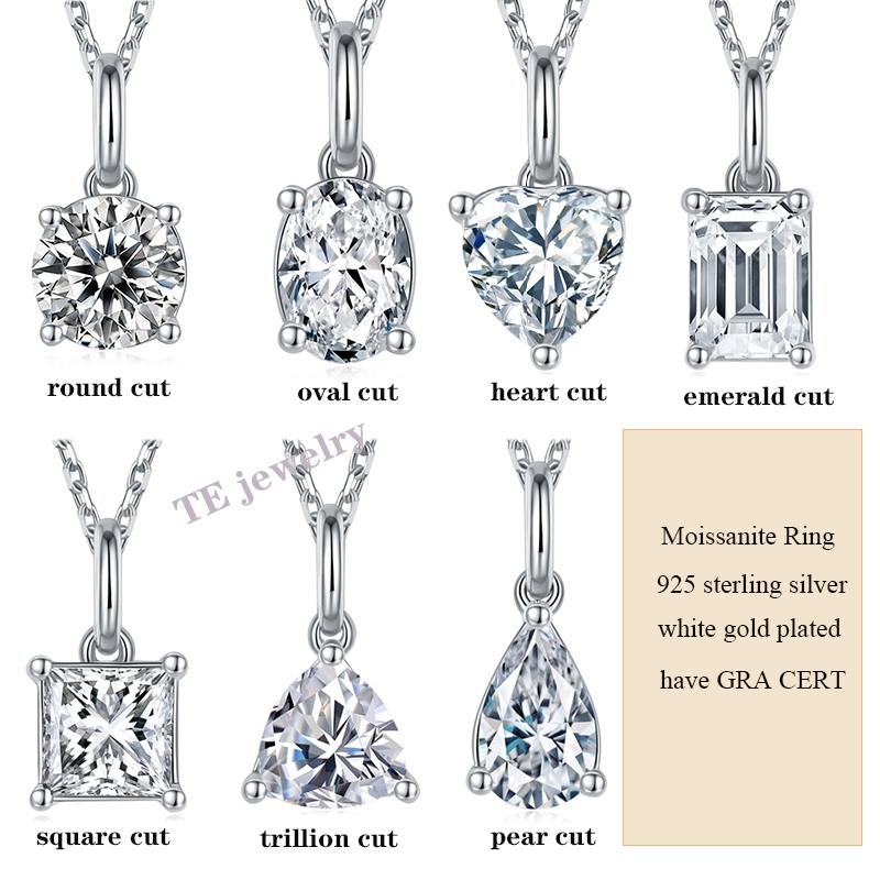 1ct และ 2ct Moissanite สร้อยคอ GRA ได้รับการรับรองผู้หญิง Jewlery 925 เงินสเตอร์ลิง Moissanite จี้