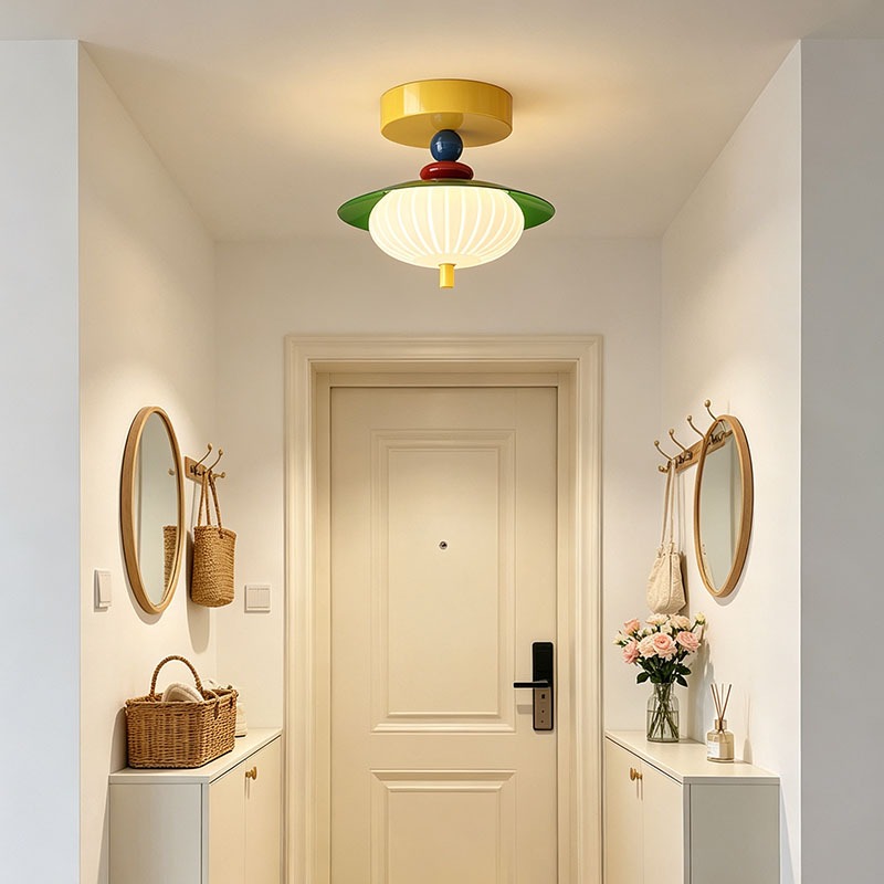 Aesthetic_Lamp นอร์ดิก โคมไฟเพดาน ห้องนอน ไฟ Led เพดาน ห้องนั่งเล่น สไตล์ครีม โคมไฟติดเพดาน