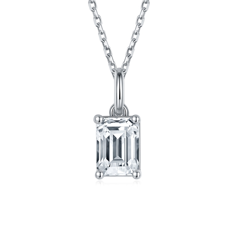Emerald Cut Moissanite สร้อยคอ Jewelries 925 เงินสเตอร์ลิง 1ct/2ct Moissanite จี้สร้อยคอสําหรับ