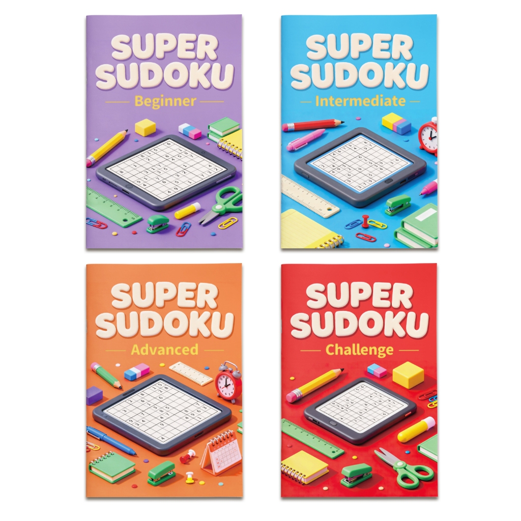 In-stock, จัดส่งที่รวดเร็วSuper Sudoku for Kids Beginner to Challenge Logic Puzzle Brain Training ขอ