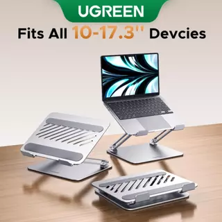 UGREEN ขาตั้งแล็ปท็อปอลูมิเนียมอัลลอยด์พร้อมข้อต่อหมุนเสริมแรงสําหรับงานหนัก,ขาตั้งแนวตั้งแบบพับได้,เหมาะสําหรับอุปกรณ์ 10-17.3 นิ้ว,สําหรับ Macbook Pro Macbook Air Pro