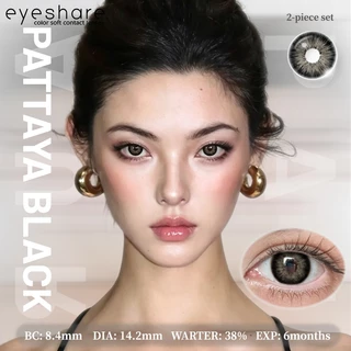 Eyeshare มีค่าสายตา 0.00‑‑6.00 PATTAYA คอนแทคเลนส์สีดํา 14.2มม. ค่า 1คู่