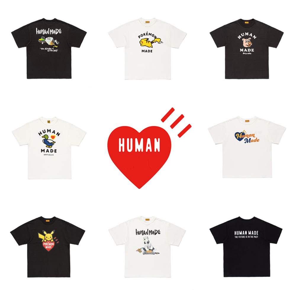26SS Nigo คุณภาพสูง 1:1 การ์ตูนพิมพ์เสื้อหลวมขนาดใหญ่ Harajuku Slub Cotton T เสื้อผู้ชาย