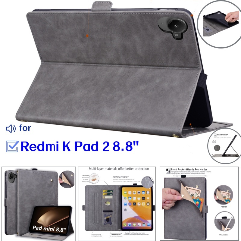 กรณีใหม่สําหรับ Redmi K Pad 2 kpad2 8.8 นิ้วกระเป๋าสตางค์สไตล์ Flip Stand Cover ธุรกิจแบบพกพาการ์ดหน