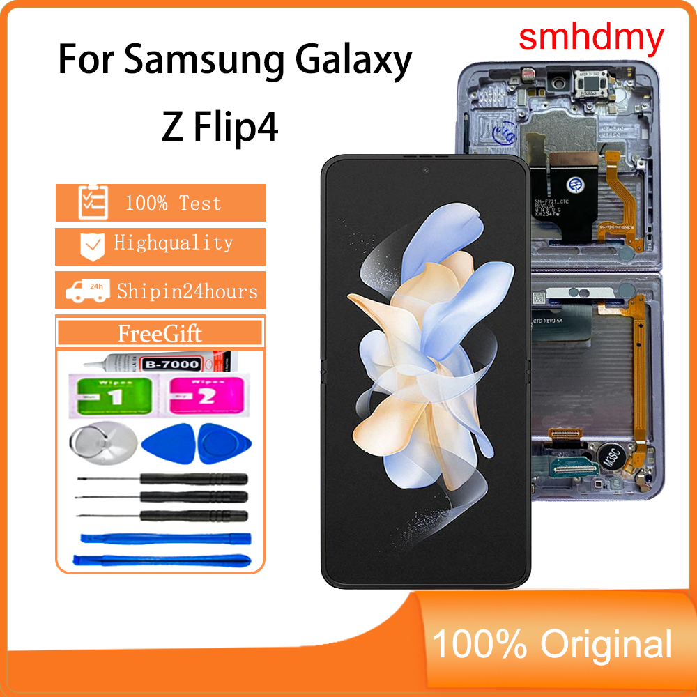 Smhdmy AMOLED สําหรับ Samsung Galaxy Z Flip4 จอแสดงผล LCD หน้าจอสัมผัสพร้อมการเปลี่ยนกรอบ