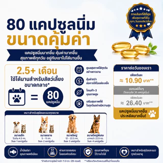Love Pet Prosper น้ำมันปลา Omega 3 สำหรับสุนัขและแมว แคปซูลน้ำมันปลา ดูแลผิวและขน เสริมการดูแลประจำวัน 80 เม็ด พร้อมส่งไทย เก็บเงินปลายทาง