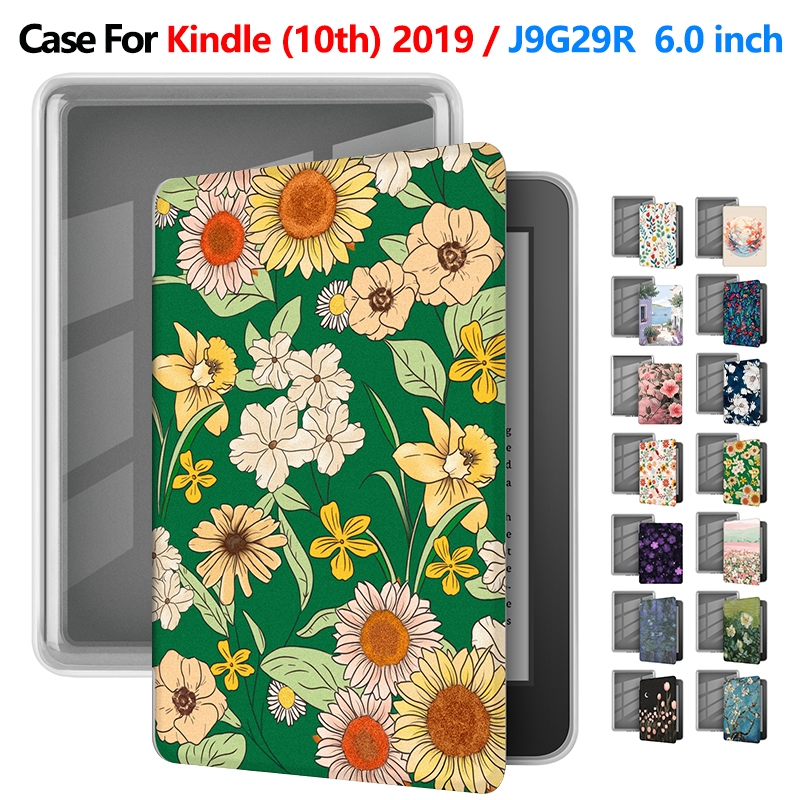 สําหรับ Kindle (10th Gen) 2019 6.0 นิ้ว J9G29R ดอกไม้ทาสีอะคริลิค E-Book ฝาครอบกรณี