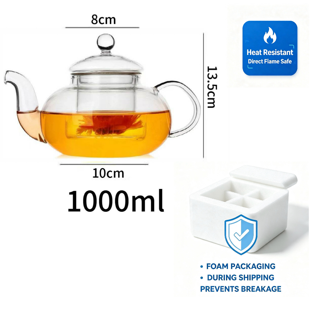 400ml/600ml/800ml/1000ml กาน้ําชาแก้วทนความร้อน Clear Japaness สไตล์หม้อชาพร้อม Infuser สําหรับดอกไม้จีน Puer ชาแบบพกพากาต้มน้ําชา