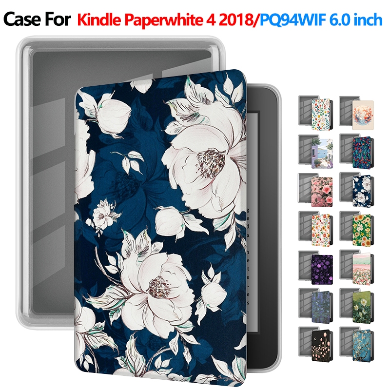 สําหรับ Kindle Paperwhite4 10th Gen 6.0 นิ้ว 2018 PQ94WIF ดอกไม้ทาสีอะคริลิค E-Book ฝาครอบกรณี