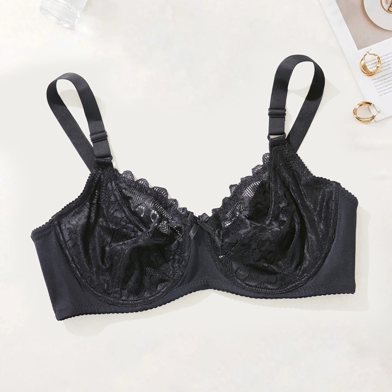 PARIFAIRY Plus Size Bra Cup D Stripe Lace Bra ชุดชั้นในบางพิเศษไม่มีโฟม Bra ลวด 40C 42C 44C 46C-R208