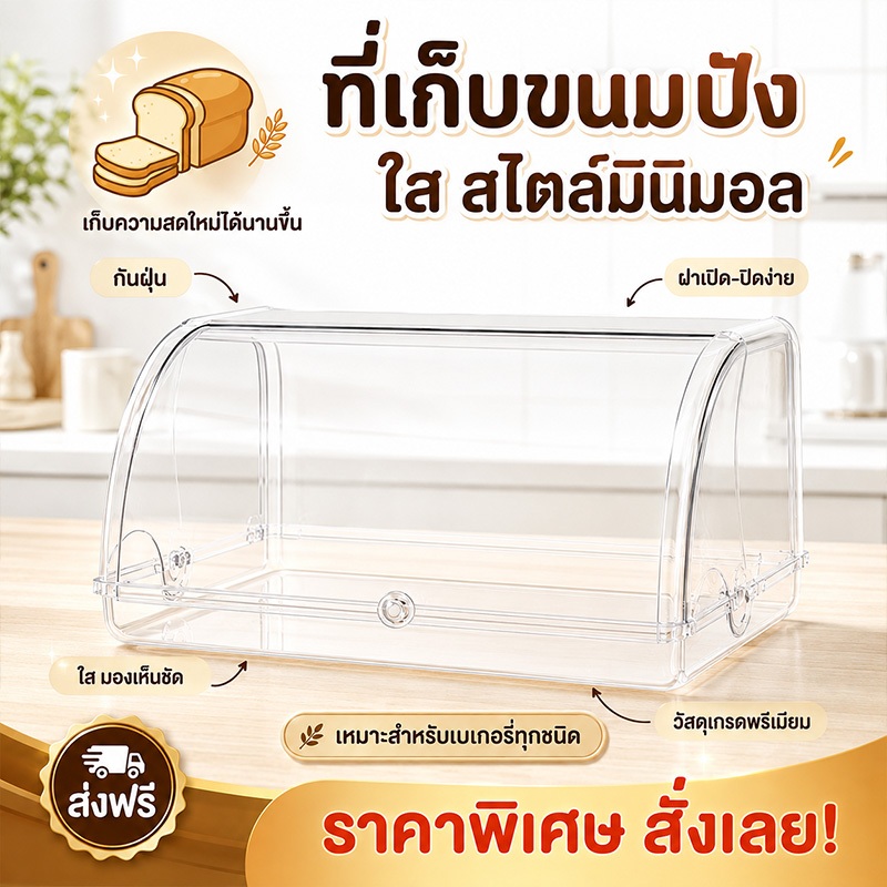 ✨กล่องจัดระเบียบขนมปัง สวย พกพาง่าย เก็บได้ทั้งขนมปังและของเบ็ดเตล็ด เหมาะครัว ร้านกาแฟ ลดพิเศษ!