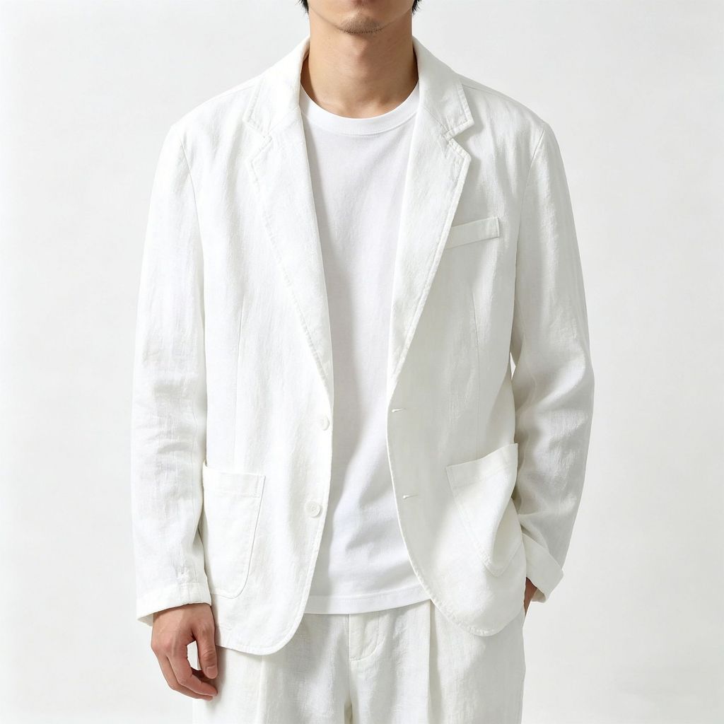 ฤดูร้อน Man Blazer ผ้าฝ้ายบางผ้าลินิน Breathable ชายเสื้อสูทลําลองกระดุมแถวเดียวแขนยาวกระเป๋าผู้ชายO