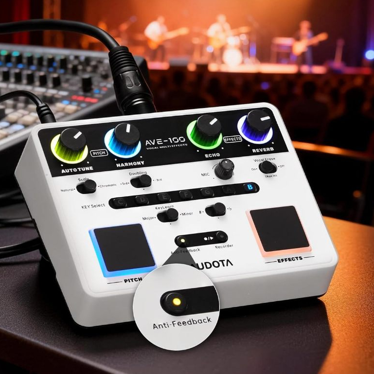 (จัดส่ง 24 ชม.)Audota AVE-100 โปรเซสเซอร์มัลติเอฟเฟกต์เอฟเฟกต์ AVE100 Reverb และ Echo Vocal Pedal