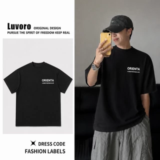 (ผ้าฝ้าย 100%) Luvoro 2025 ORIENTAลวดลาย สีดำ สีขาว เสื้อยืด เสื้อยืดคอกลม oversize T-shirt unisex COD เนื้อผ้านุ่มระบายอากาศดี แขนสั้น ผู้หญิง เสื้อยืดแขนสั้น สไตล์เกาหลี ผ้าฝ้าย วัยผู้ใหญ่ ชุดคู่รัก พิเศษขนาดใหญ่ C1068