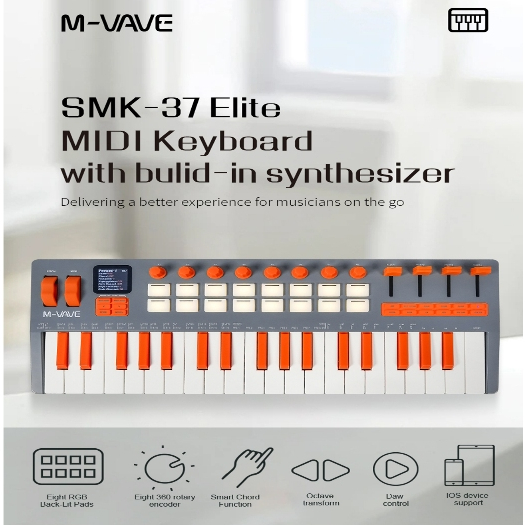 (จัดส่ง 24 ชม.)M-VAVE SMK-37 Elite 37 คีย์ MIDI Keyboard Controller - ไร้สายบลูทูธ SMK37 Mute Keyboa