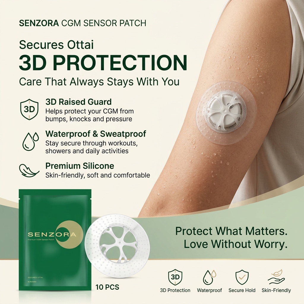 10 ชิ้น แผ่นแปะเซ็นเซอร์วัดน้ำตาล Ottai M8 ซิลิโคน สำหรับ CGM กันน้ำ กันเหงื่อ
