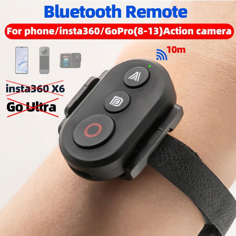 รีโมทคอนโทรลบลูทูธสำหรับ Insta360 One X2, X3, X4, X5, X4 Air, GO3, G03S, Ace Pro, Ace Pro 2, One R, RS GoPro Hero 13 12 11 10 9 8 / กล้องแอ็คชั่น DJI / อุปกรณ์เสริมโทรศัพท์มือถือ Remote