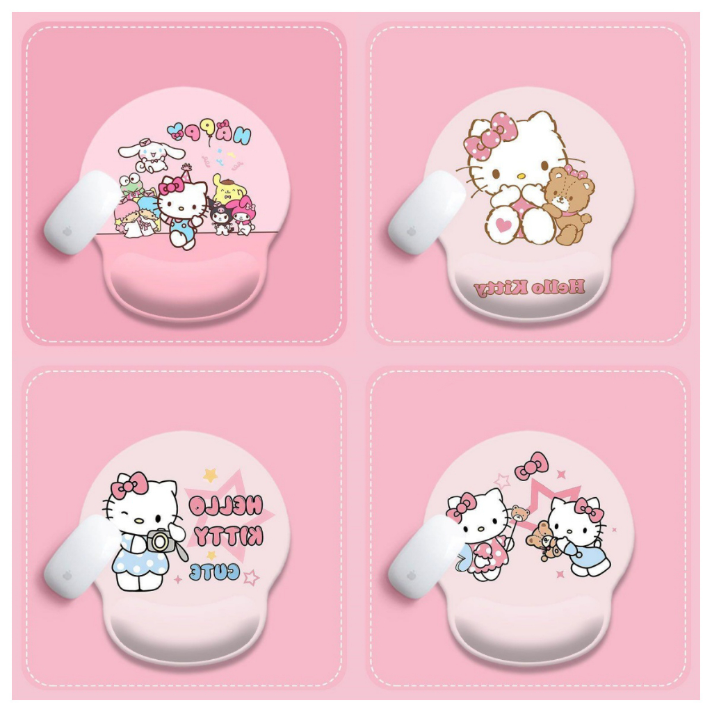 แผ่นรองเมาส์รองข้อมือซิลิโคน Hello Kitty น่ารักกันลื่นโต๊ะตามหลักสรีรศาสตร์แผ่นรองเม้าส์สําหรับแล็ปท็อปสํานักงาน