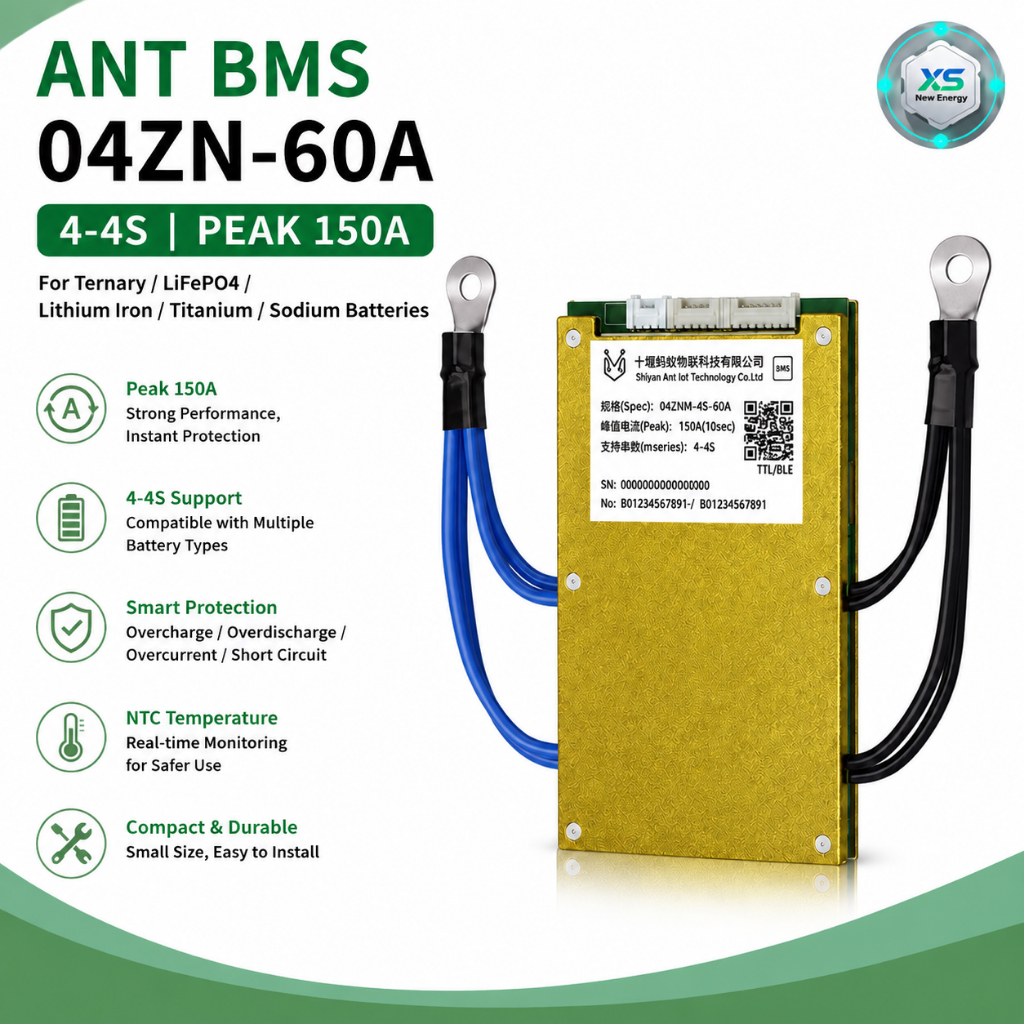 Ant BMS 12V 4S 60A Peak 150A สมาร์ทบลูทูธ BMS แบตเตอรี่ลิเธียมป้องกันบอร์ดรองรับ LiFePO4 Ternary LTO