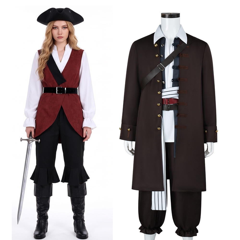 ชุดคอสเพลย์ Pirates of the Caribbean ชุดเอลิซาเบธและแจ็คกัปตันสําหรับปาร์ตี้คอสเพลย์ฮาโลวีน