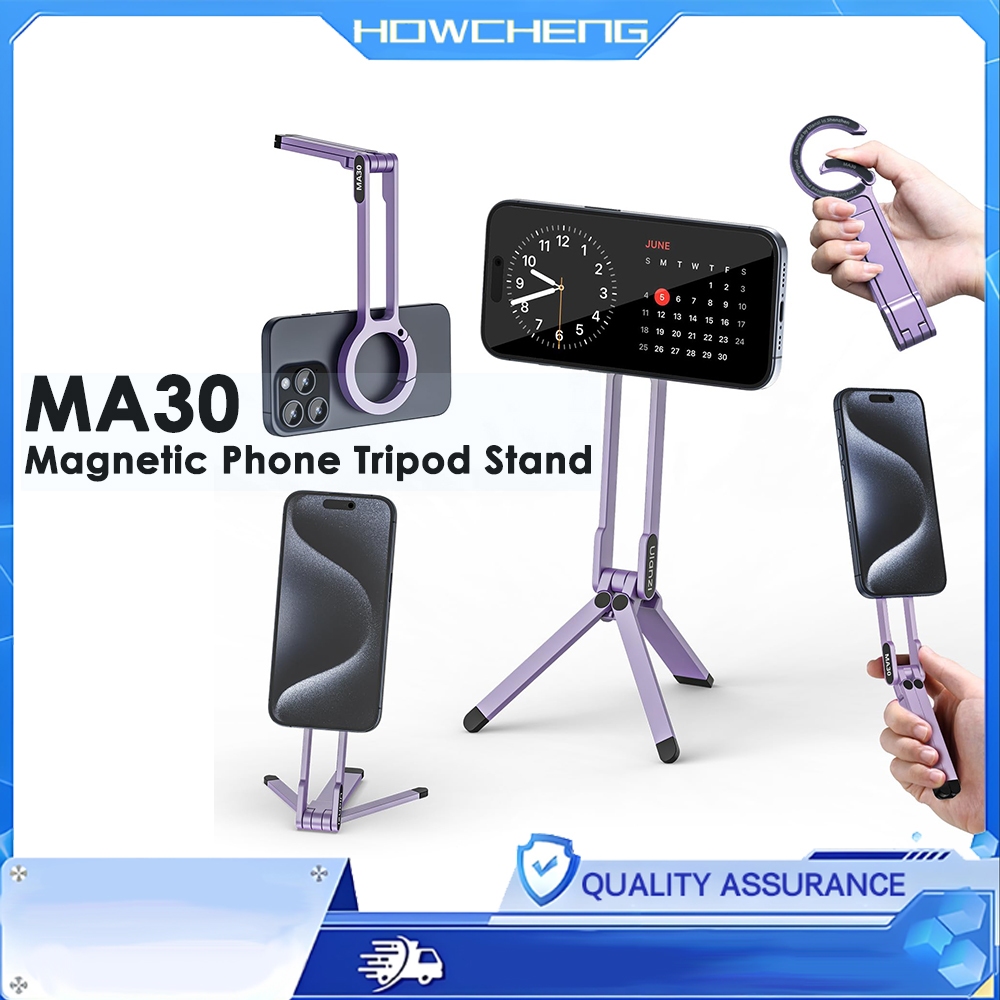 Ulanzi MA30 Magnetic Phoneขาตั้งกล้องCarabiner Quick Mount, 14N Magnet Pocket Standสําหรับสมาร์ทโฟน