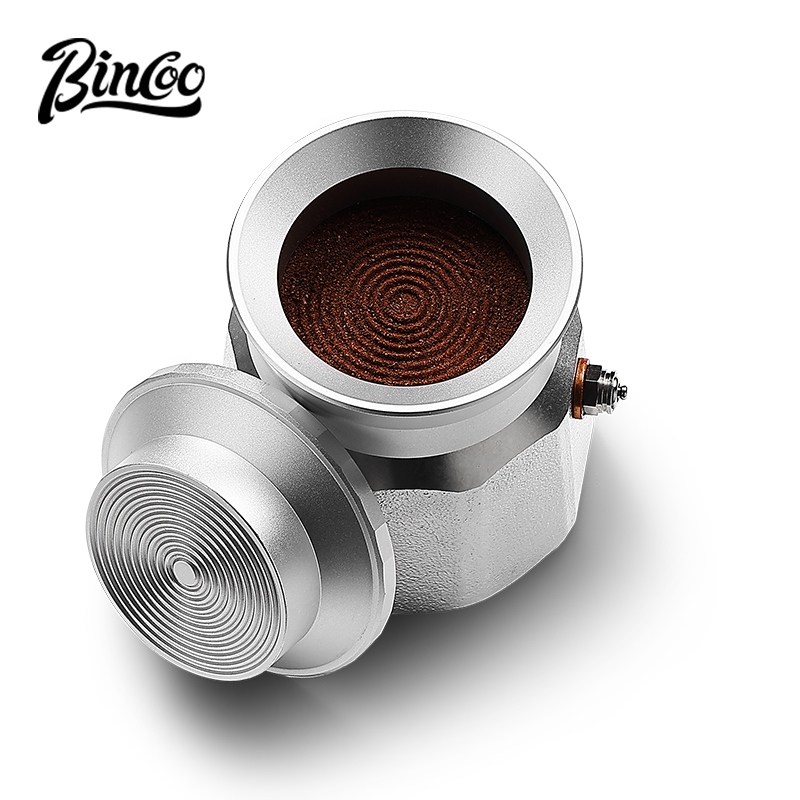 BINCOO Moka Pot ชุดเครื่องมือกระจายเฉพาะแหวนยาอลูมิเนียม, แม้กระทั่งกระจาย & Tamping อุปกรณ์เสริม Anti-Splatter ผง 1 ถ้วย/4 ถ้วย