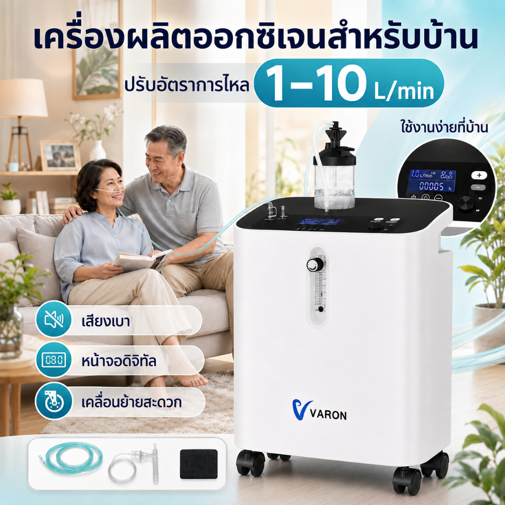 ⚡ส่งภายใน 24 ชม⚡ 1-10 L/min ปรับอัตราการไหลของออกซิเจน Premium Home Oxygen Concentrator