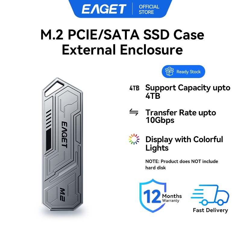 EAGET SE960 10Gbps M.2 NVMe/SATA SSD ตู้ภายนอก 4TB