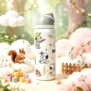 Owala FreeSip ขวดน้ํา 24 ออนซ์พร้อมหลอด - สแตนเลสหุ้มฉนวน ผลัก-ก้นมือเดียว ป้องกันการรั่วซึมสําหรับยิม