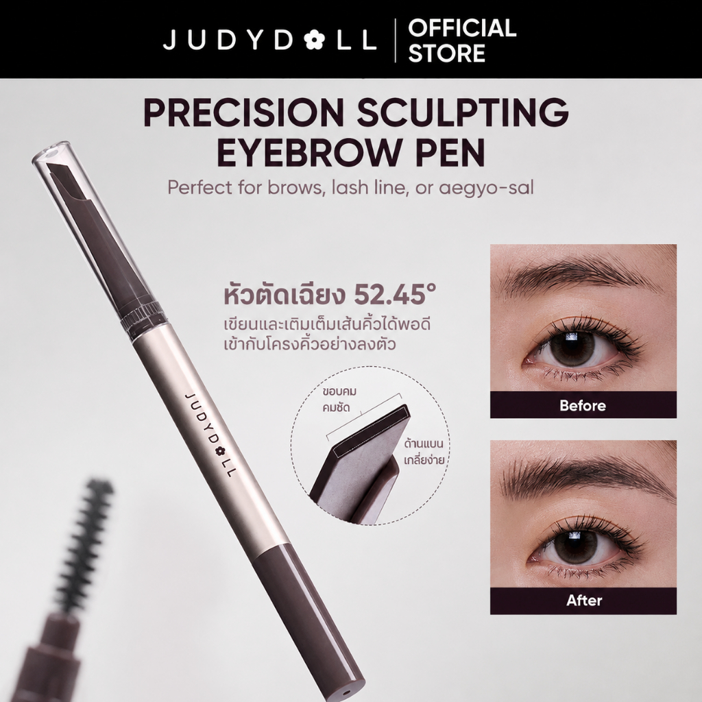 Judydoll Precision Sculpting Eyebrow Pen 12H Long Lasting Waterproof Makeup ดินสอเขียนคิ้ว เส้นขนคิ้วชัดละเอียด ทาที่แม่นยำทุกเส้น ติดทนนาน ไม่เลอะ