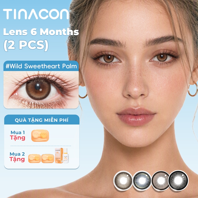 TINACON คอนแทคเลนส์ คอนแทคเลนส์สายตาสั้น 1 คู่ เลนส์สีน้ําเงิน DIA14.2mm ใช้งานได้ 6 เดือน ค่าสายตา 