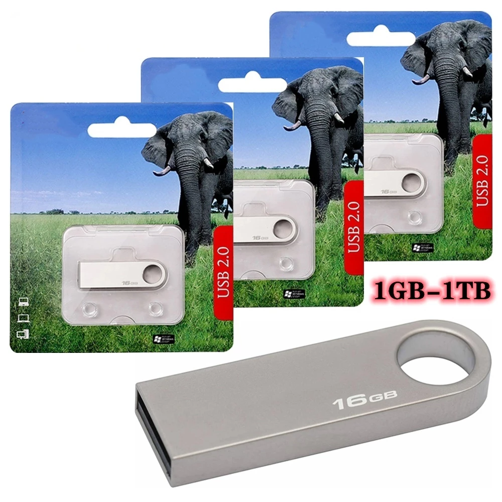 USB 2.0 แฟลชไดรฟ์โลหะ 1GB 2GB 4GB 8GB 16GB 32GB 64GB 128GB 1TB ความจุขนาดใหญ่แบบพกพา