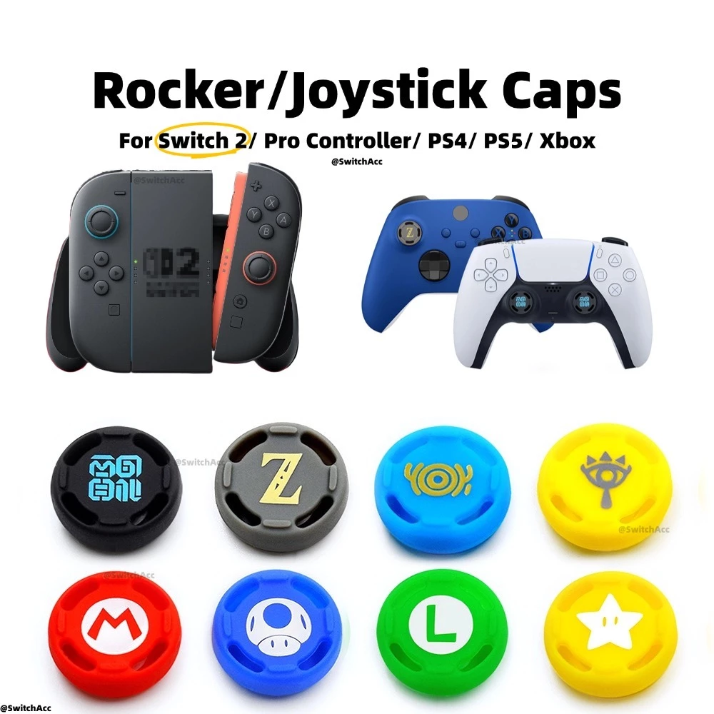 Switch 2 Rocker Caps 1 คู่ (2 ชิ้น) สําหรับ Switch 2/ Pro Controller/ PS4/ PS5/ XBox Analog Caps Thumb Grips เกมธีม