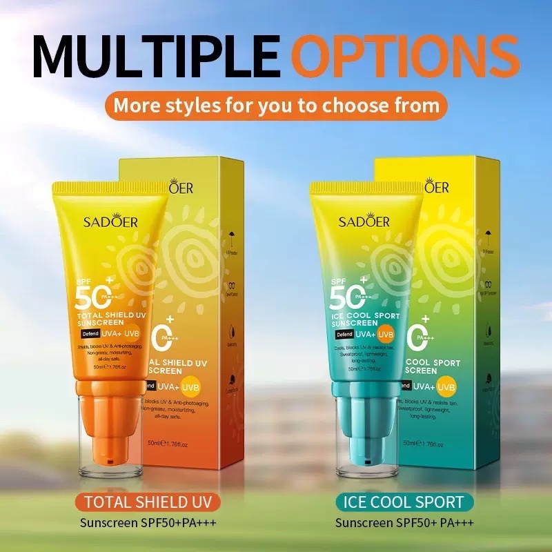 ครีมกันแดดกีฬาเย็นและสดชื่น SPF50+SADOER ครีมกันแดดให้ความชุ่มชื้นสูง