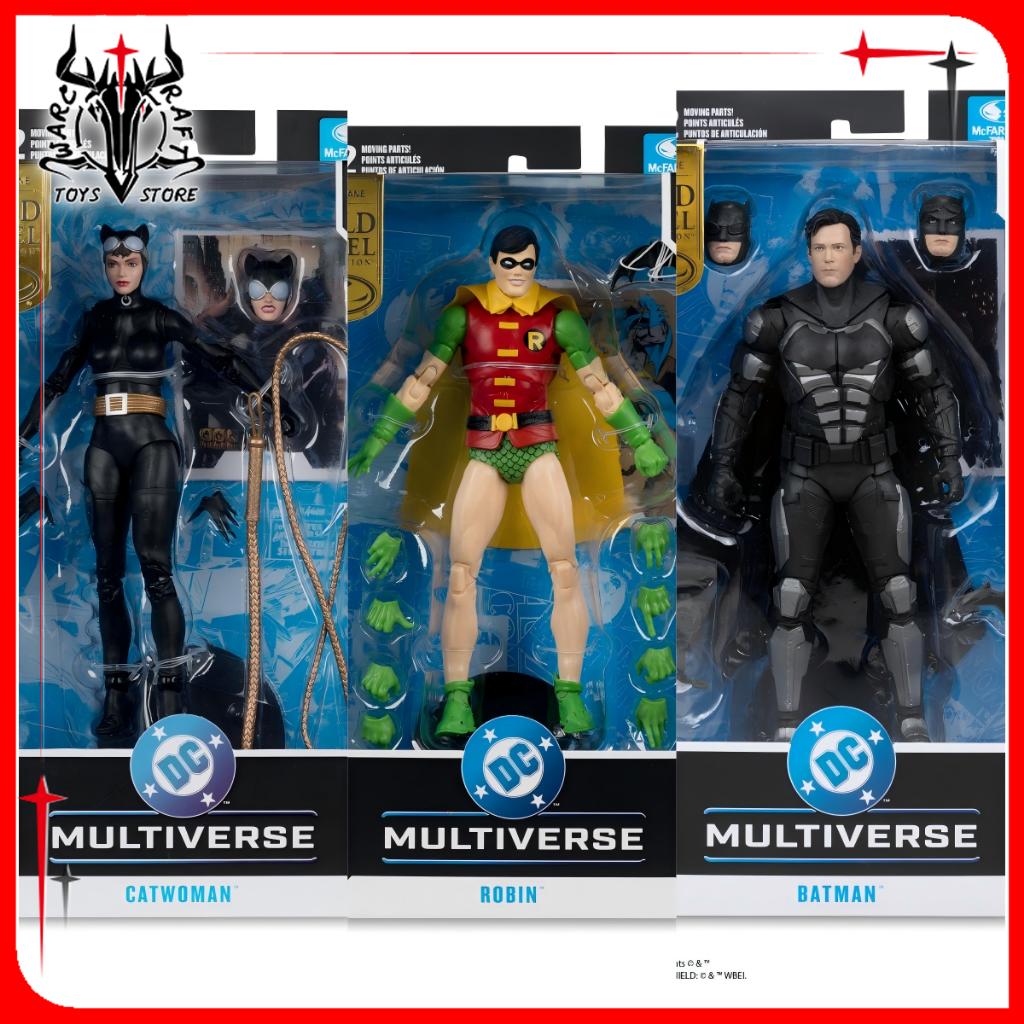 [มีในสต็อก]McFarlane Toys DC Multiverse Catwoman,Robin,Batman (GOLD LABEL)แอ็คชั่นฟิกเกอร์ขนาด 7 นิ้