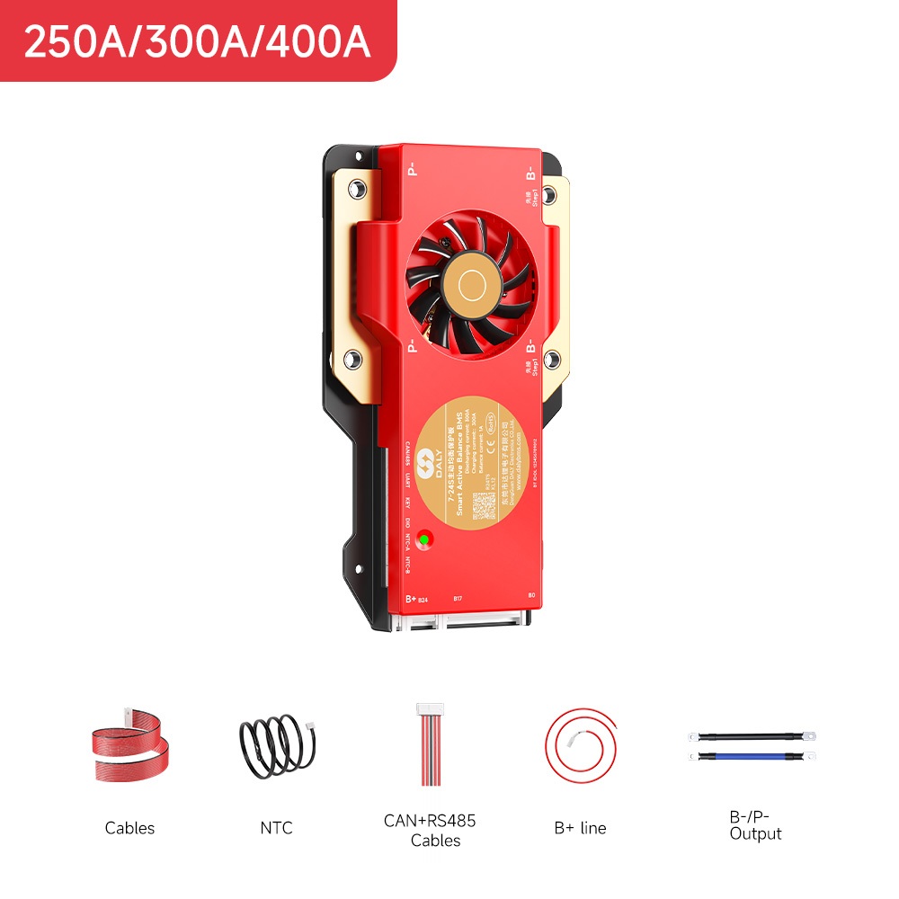 ใหม่ BMS Active Balanced Protection Board 250A 300A 400A ต่อเนื่องบลูทูธในตัว 7S-24S 7S-17S 4S-8S 3.2v CAN Li-ion Lifepo4 BMS
