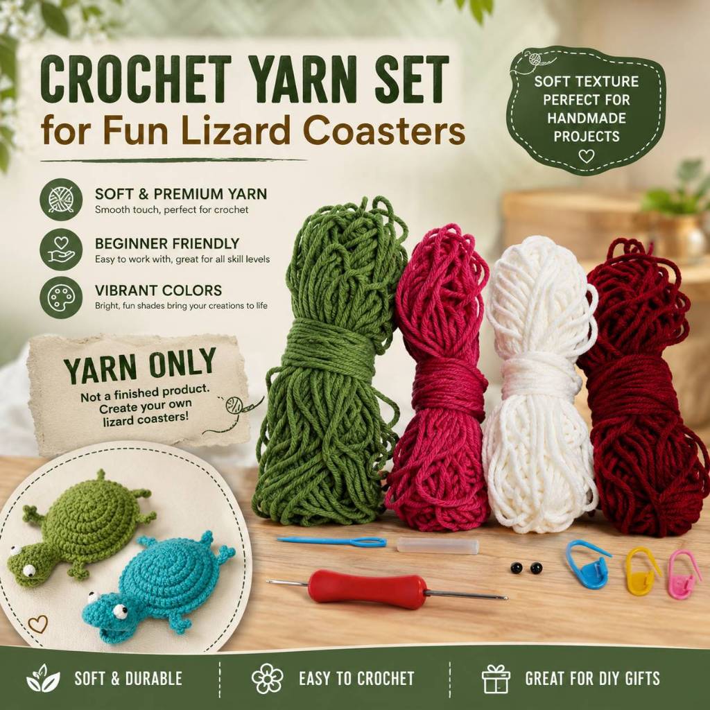 【สินค้าที่ยังไม่เสร็จสมบูรณ์】DIY โครเชต์สัตว์ Coasters ตลกสัตว์แก้วพรมแปลก Lizards รูปถ้วยแก้วสําหรับผู้เริ่มต้นผู้ใหญ่ตกแต่งเครื่องดื่มแก้วพรม