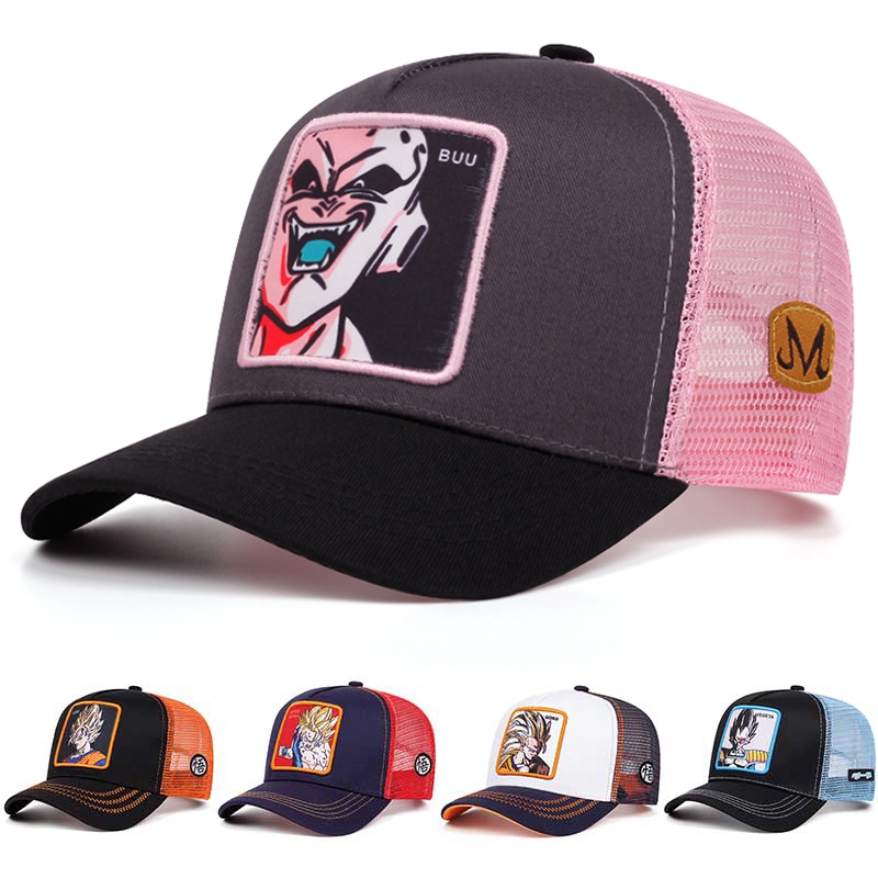 Dragon Ball Z หมวกฤดูร้อน Sun Visor goku หมวกตาข่ายผู้หญิงผู้ชายสุทธิ Vegeta BUU Snapback หมวก KAME รถบรรทุกหมวก