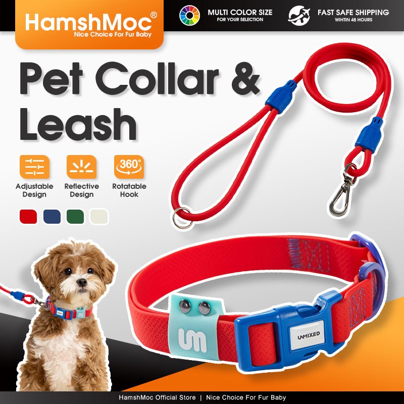 HamshMoc สายจูง PVC กันน้ํา Combo ตัวปรับขนาด POM คลิปป้องกันสนิม D-Ring Tangle-Free Rotator การออกแบบสะท้อนแสง