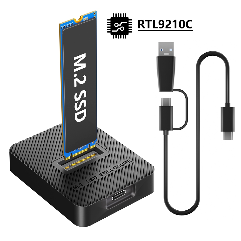 USB 3.2 Type-C ภายนอก 10Gbps M.2 SSD Enclosure, Dual Protocol NVMe & SATA M.2 SSD Reader