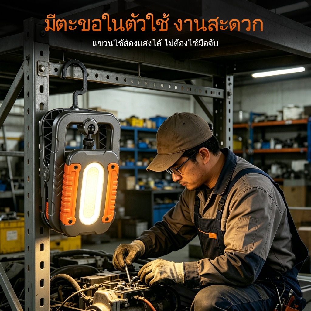 SUPERFIRE CG10 ไฟฉายโซลิดเวิร์คช็อป กำลังชาร์จ 10W ไฟทำงานซ่อมรถยนต์แบบพับได้ ไฟคอบ 360 องศา พร้อมแม่เหล็ก ไฟฉายฉุกเฉินกลางแจ้ง — صورة 7