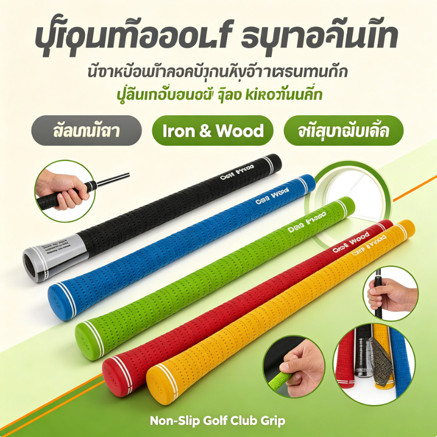 กริปไม้กอล์ฟ ยางกันลื่น สำหรับกอล์ฟเหล็กและไม้ (Iron & Wood Golf Club Grips) ด้ามจับกอล์ฟคุณภาพดี จับกระชับมือ
