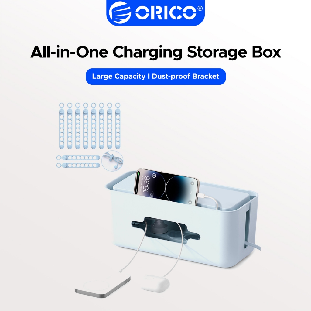 ORICO Cable Management Box Large Power Strip Storage Box With Phone Tablet Stand การกระจายความร้อน Vent กันฝุ่นสายไฟ Hider Organizer สําหรับโต๊ะห้องนอน Office TV Cabinet