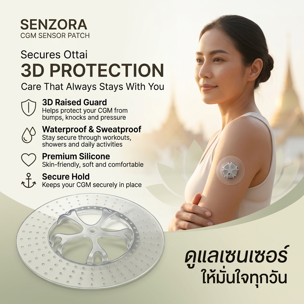 แผ่นยึดเซ็นเซอร์วัดน้ำตาล Ottai M8 ซิลิโคน 10 ชิ้น สำหรับ CGM กันน้ำ