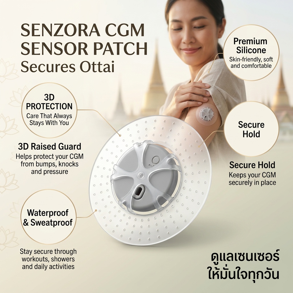 10 ชิ้น แผ่นแปะเซ็นเซอร์วัดน้ำตาล Ottai M8 ซิลิโคน สำหรับ CGM กันน้ำ กันเหงื่อ