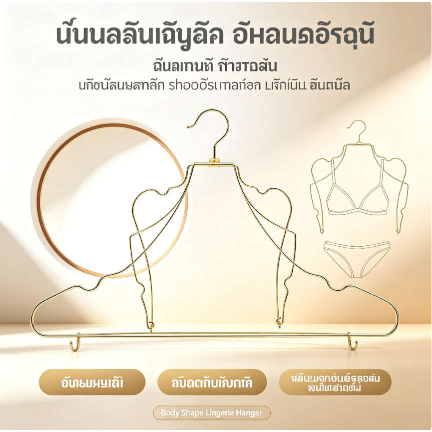 ไม้แขวนชุดว่ายน้ำ รูปทรงบอดี้ (Body Shape) โครงเหล็กดัด สำหรับแขวนบิกินี่ ชุดชั้นใน โชว์สินค้าและจัดระเบียบตู้เสื้อผ้า