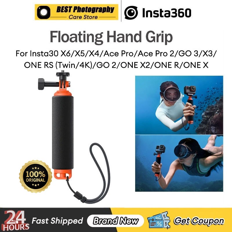 【 กรุงเทพฯ】NEW-Insta360 Floating Hand Grip-Water-Proof Monopod Handle สําหรับ X6/X4 Air/GO Ultra/X5/Ace Pro 2/Ace Pro/GO3/GO 3S/ONE X3/X4