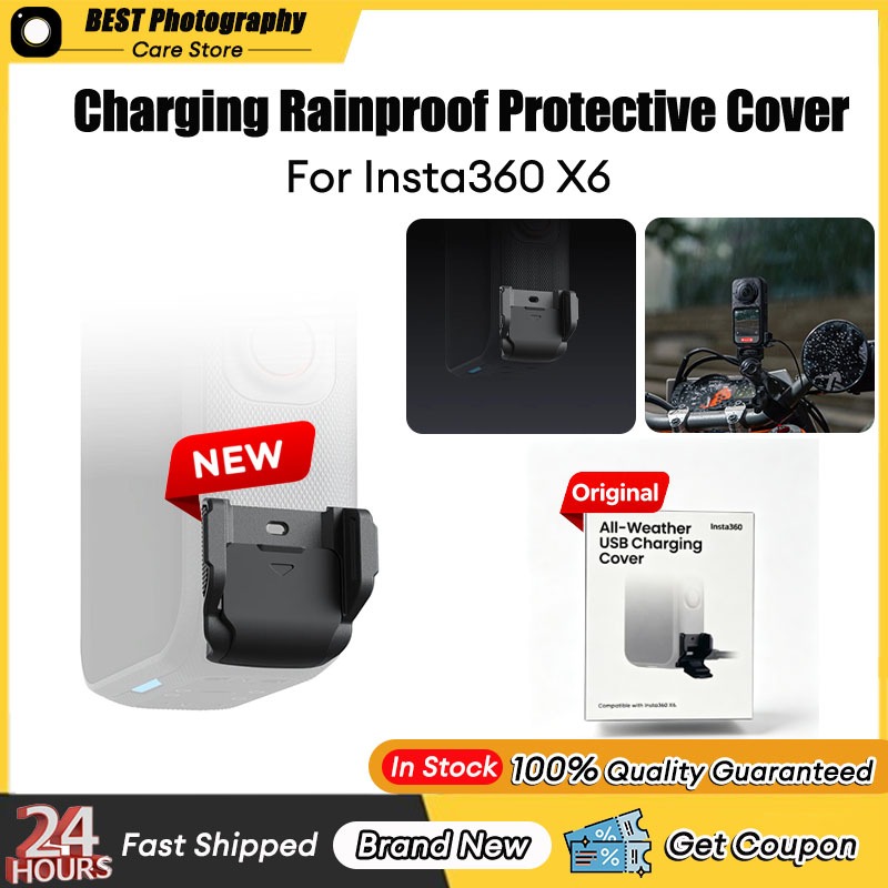 【 กรุงเทพฯ】Original Insta360 X6 All-Weather USB Charging Cover IPX4 Splash Resistant USB-C Port Protector Rain Shooting Accessory