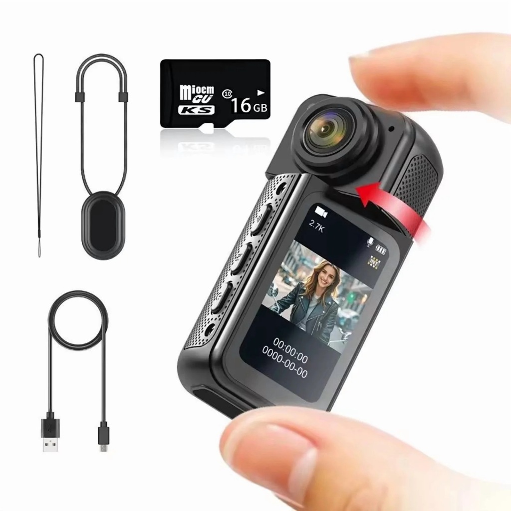S70 Mini 2.7K Action Camera - หน้าจอ IPS 1.47", WiFi, คลิปหนีบเข็มขัดแม่เหล็กและคอ, แอพแผนที่ Cam - 