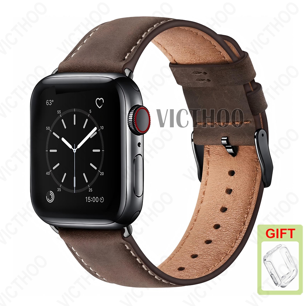 สายหนังนุ่ม Cowhide Band สําหรับ iWatch Series 11/10/9/8/7/6/5/4/3/SE Ultra 2 49mm 46mm 44mm 45mm 41mm 42mm 40mm 38mm